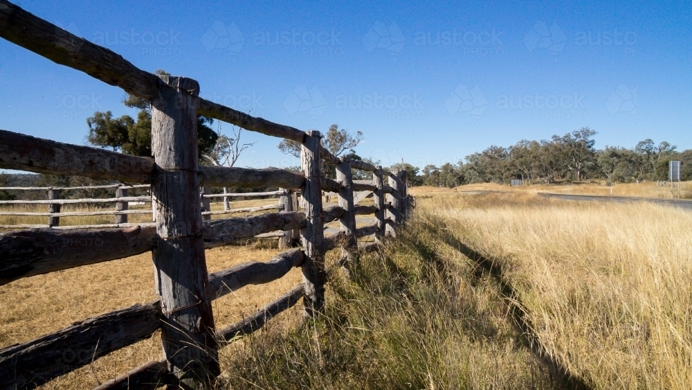 Cattle stockyard fencing - Australian Stock Image