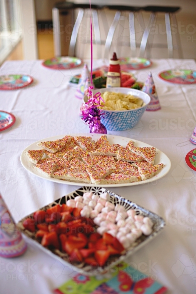 Children's Birthday Party table - Australian Stock Image