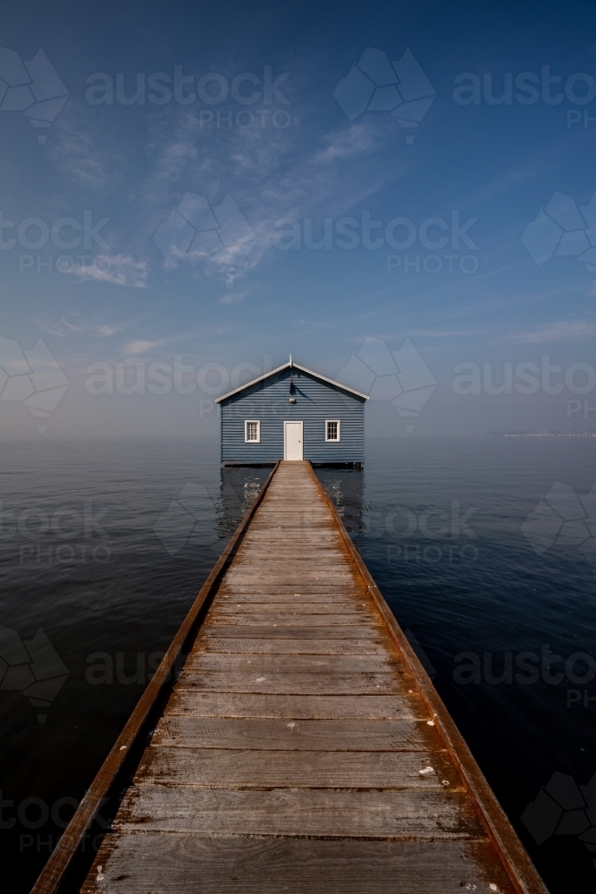 Crawley Edge Blue Boathouse - Australian Stock Image