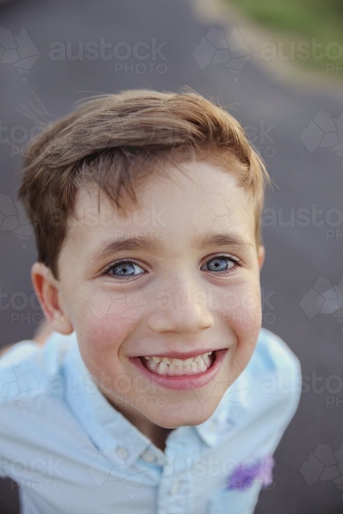 Happy little boy with big smie - Australian Stock Image
