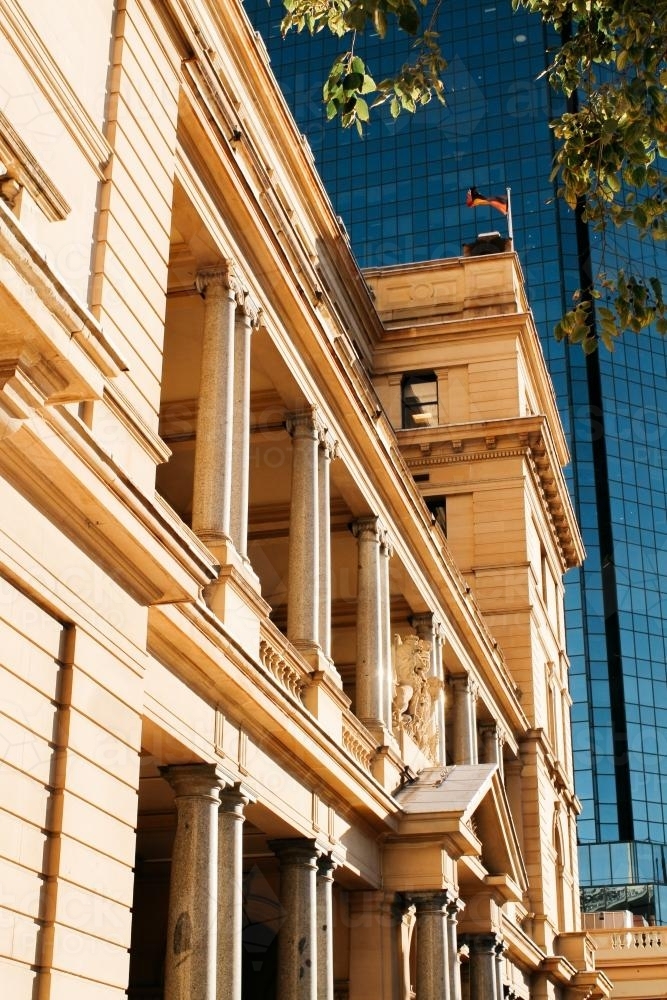 Heritage Sydney Building with Modern High Rise in Background - Australian Stock Image