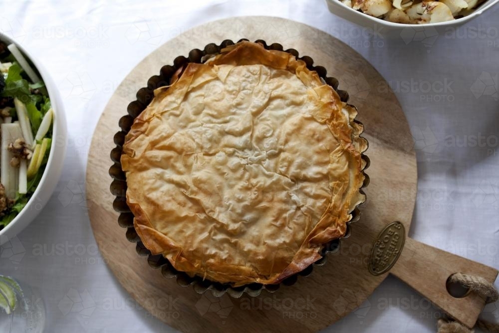 Hot pie in tin - Australian Stock Image