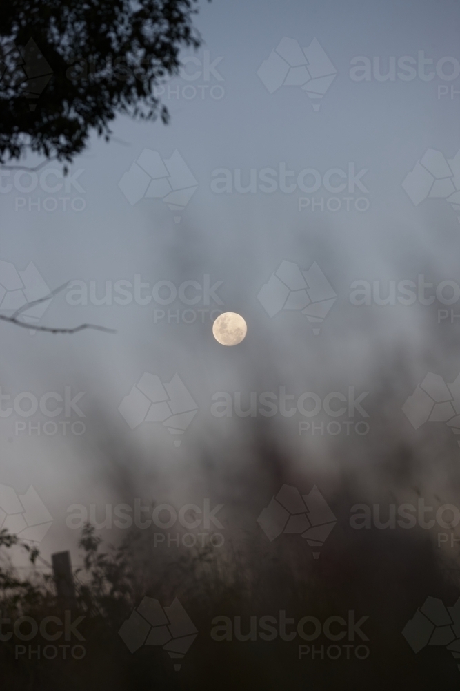 Moon rising over landscape - Australian Stock Image