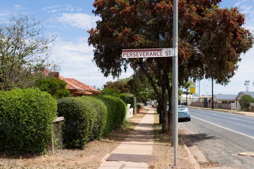 perseverance street sign in west wyalong - Australian Stock Image