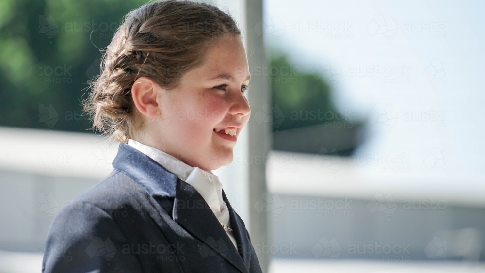Profile of young equestrian girl - Australian Stock Image