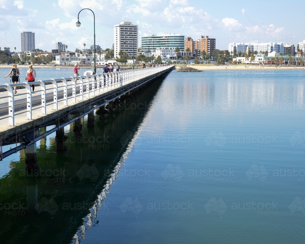 St Kilda pier on a calm day - Australian Stock Image