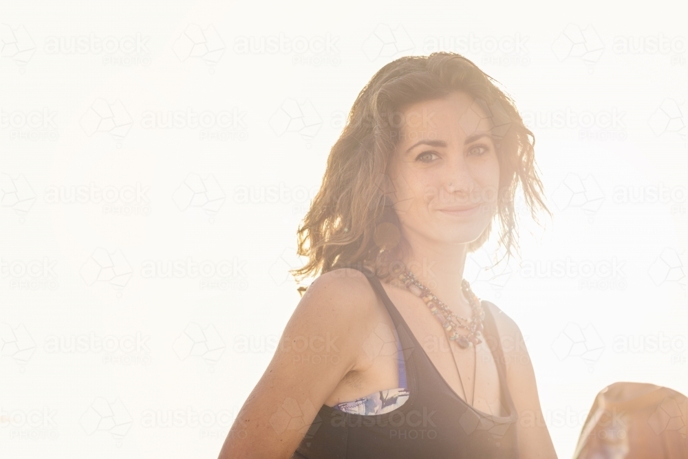 woman in bright sunlight - Australian Stock Image