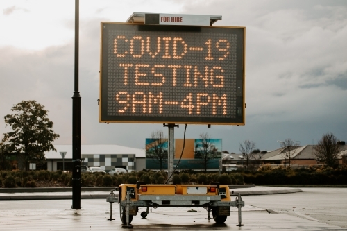 A COVID-19 testing site sign