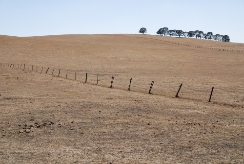 A farm landscape during a drought