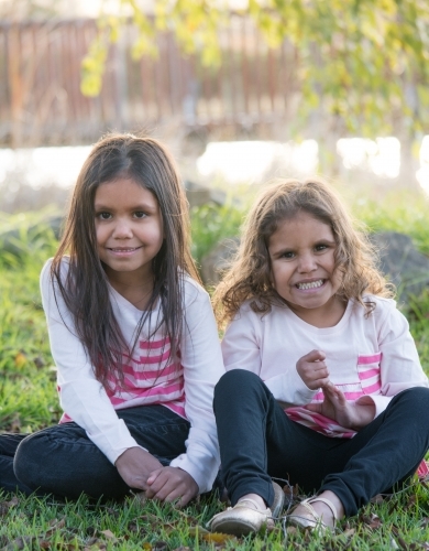 Aboriginal girls together outside