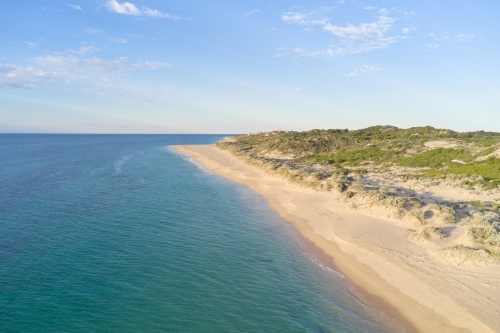 Aerial view of beach near Mandurah, Western Australia in the late afternoon in Summer
