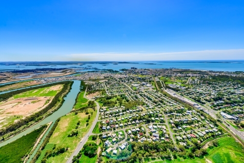Aerial view of Gladstone from Clinton area, Queensland