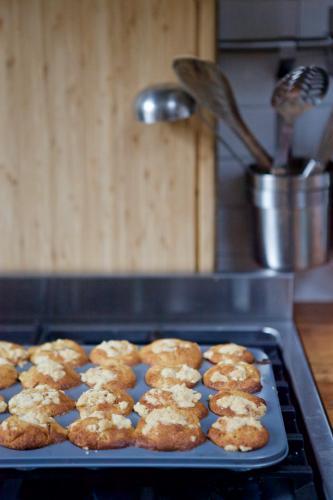 Baked muffins in baking tray