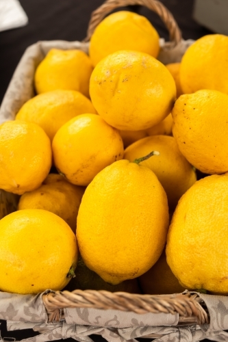 Basket of organic lemons