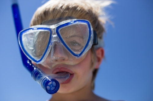 Boy with snorkle and goggles