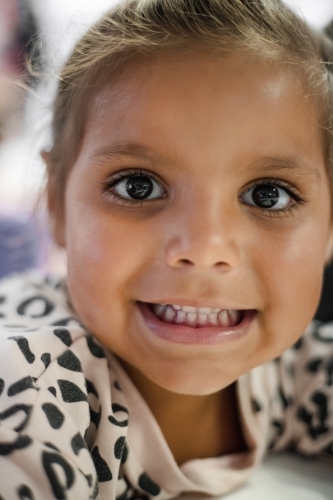 Close-up of a young Aboriginal girl child’s face