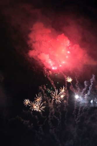Colourful fireworks display in sky at night