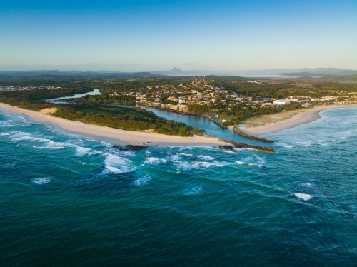 Drone image of Cudgera Creek Mouth at Kingscliff