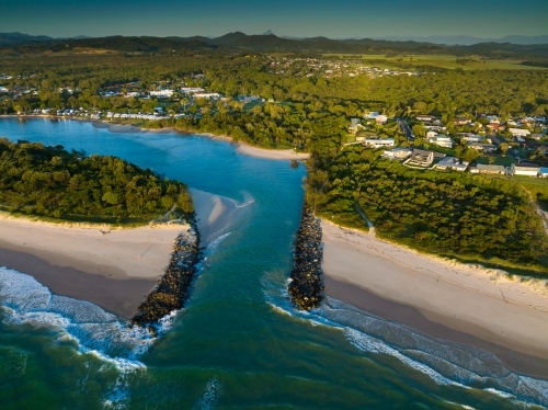 Drone images of Mooball Creek mouth at Pottsville