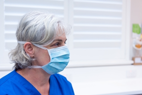 Female wearing surgical mask