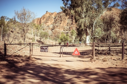 Gate to walking track in outback Northern Territory