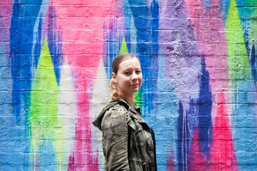 Girl on graffiti background