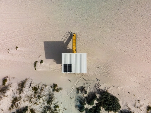 Looking down on a lifesaving observational hut on Mullaloo Beach