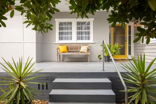 Modern Stylish Front Porch with Greenery