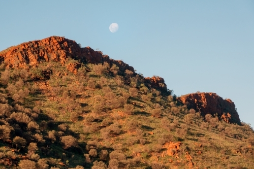 Moonrise above rugged country of Larapinta Trail