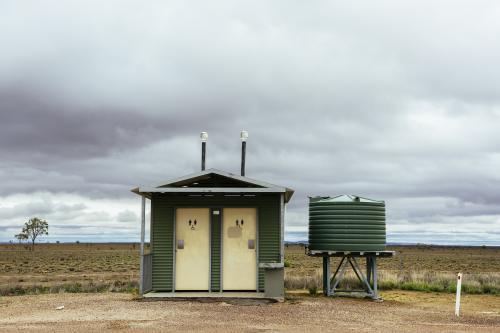 Roadside toilet stop in remote location