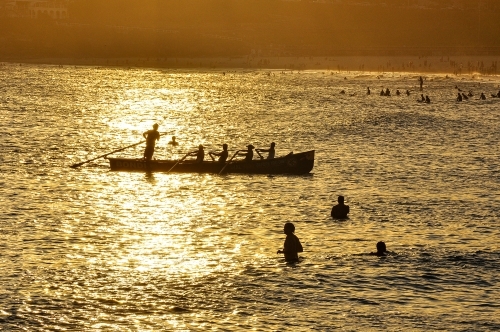 Rowing boat in golden light