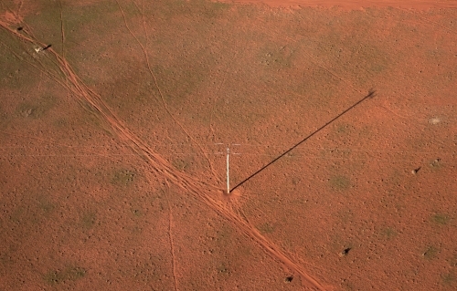 Rural Outback Aerial Landscape With Power Pole