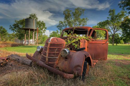 Rusty old car in the outback