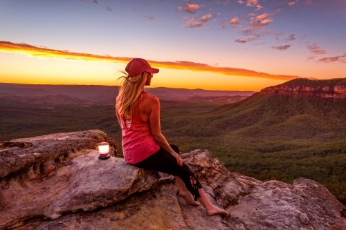 Sitting quietly watching the sunset from clifftops in the Blue Mountains