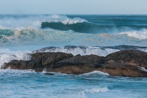 Storms and big ocean swell at the coast