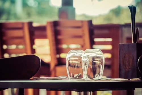 Two glasses on a table