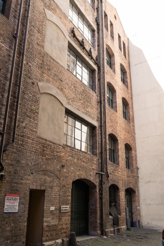 Victorian brick architecture at the end of a lane way within the heart of Sydney CBD