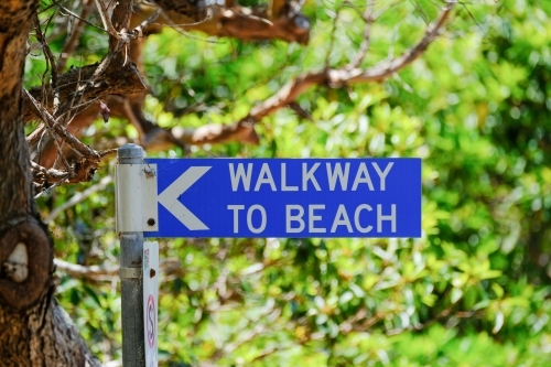 Walkway to beach sign at Point Lookout