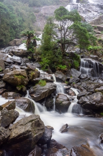 Water flowing over rocks at St Columba Falls