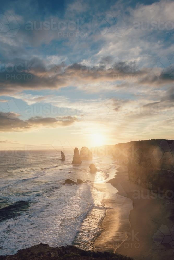 12 Apostles at sunset - Australian Stock Image