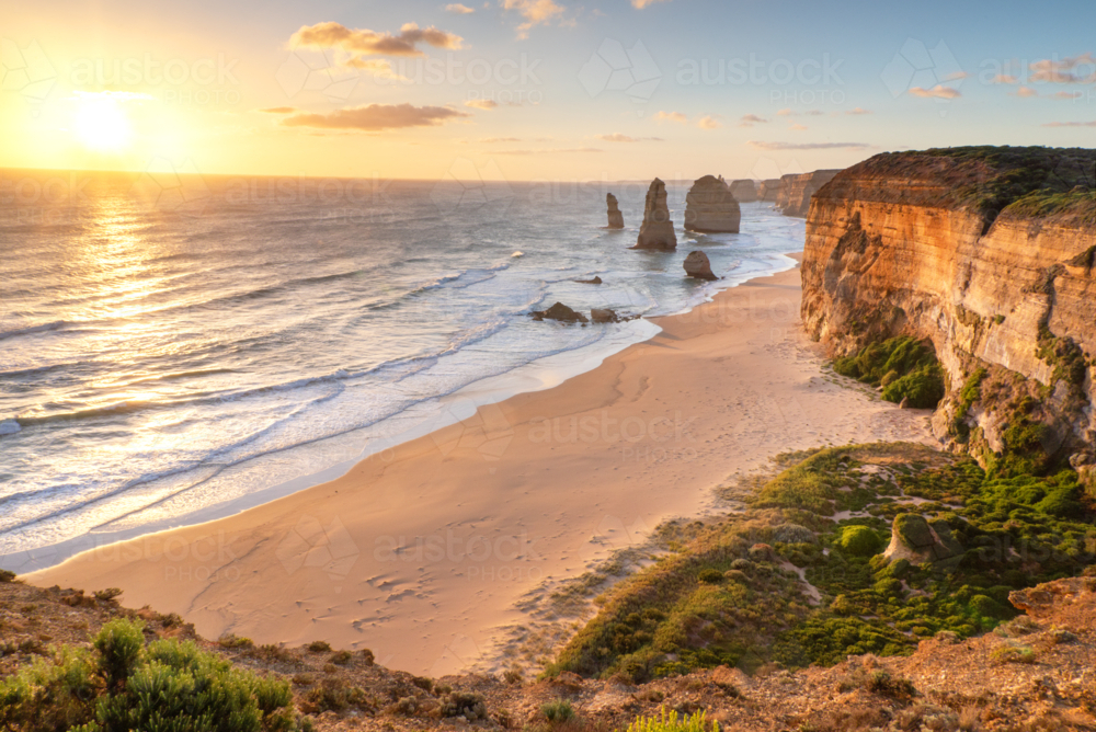 12 Apostles at sunset - Australian Stock Image