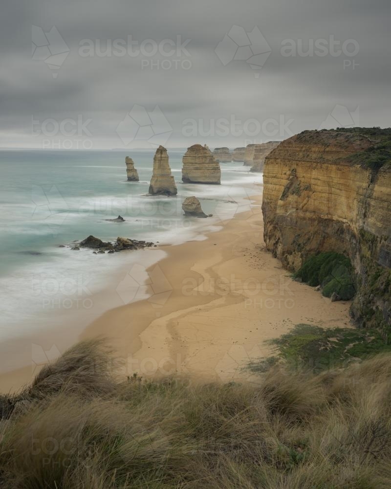 12 Apostles in cold stormy winter weather - Australian Stock Image