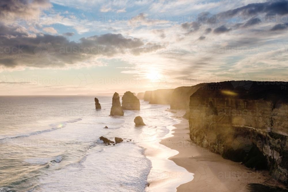 12 apostles in dreamy soft afternoon light - Australian Stock Image