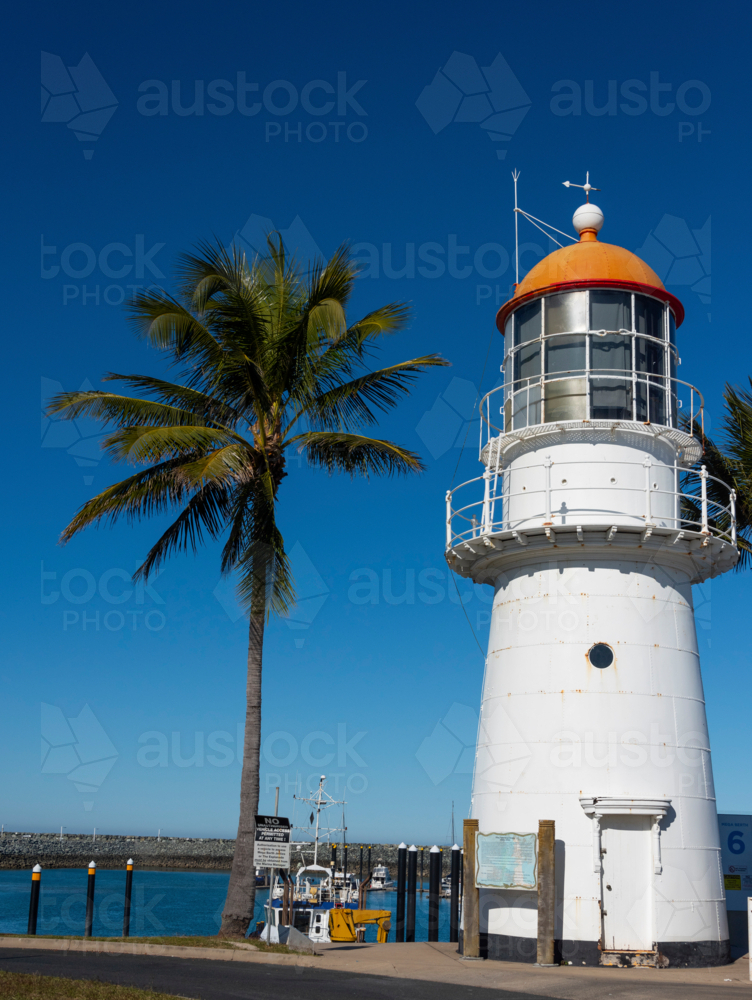 1885 Pine Islet Lighthouse at Mackay Harbour in North Queensland, Australia - Australian Stock Image