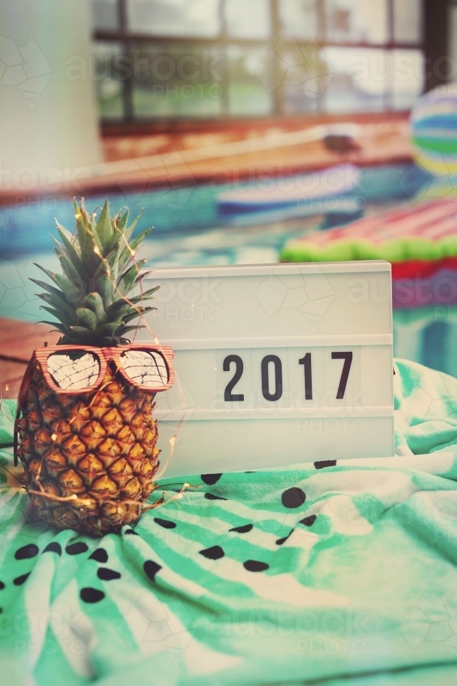 2017 lightbox with pineapple - Australian Stock Image