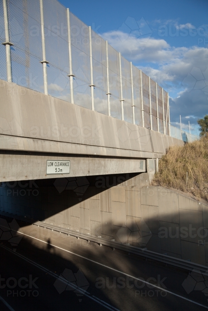 5.3m low clearance bridge for mine trucks over road - Australian Stock Image