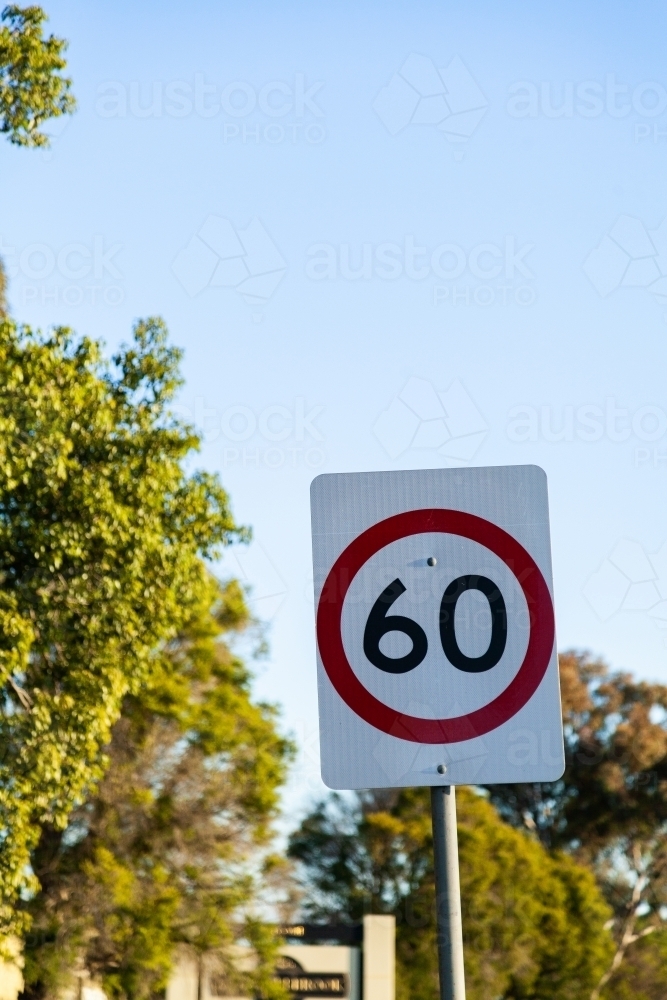 60 speed zone road sign - Australian Stock Image