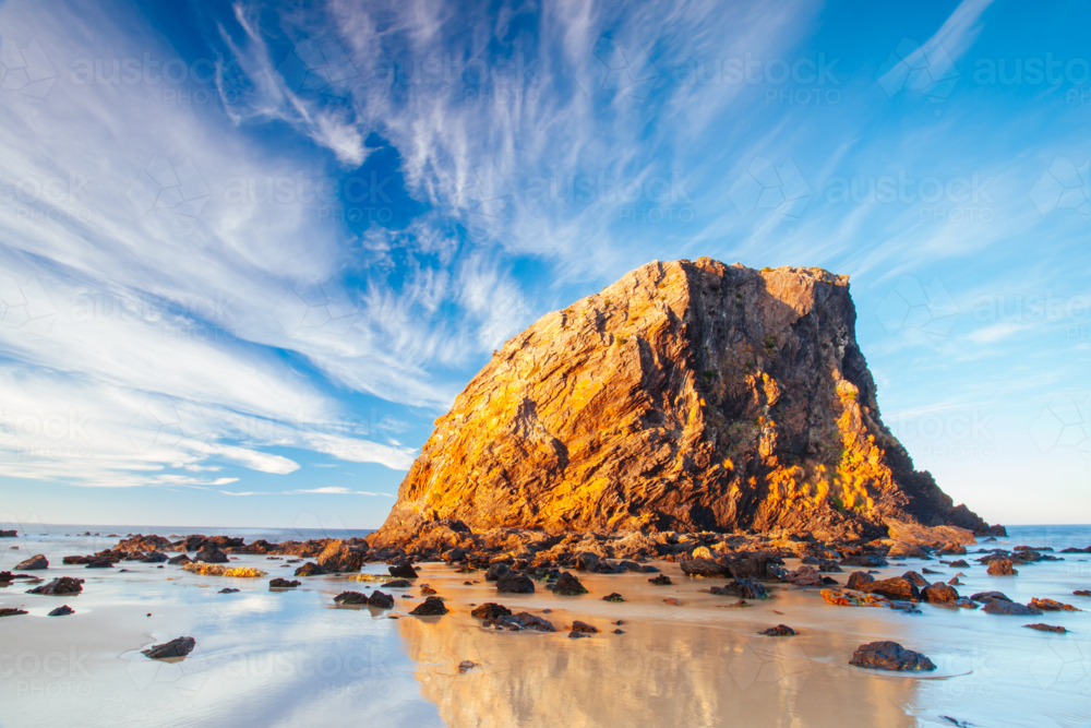 A afternoon light on Glasshouse Rocks Beach near Narooma, NSW, Australia - Australian Stock Image