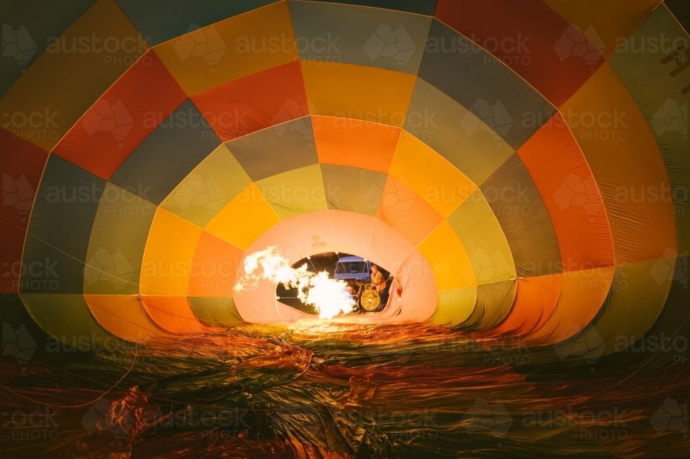 A balloon inflating in the Avon Valley in Western Australia - Australian Stock Image
