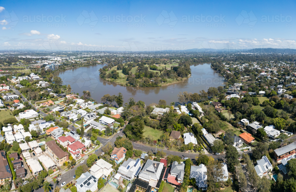 A bend in the Brisbane River area of Yeronga and Indooroopilly - Australian Stock Image